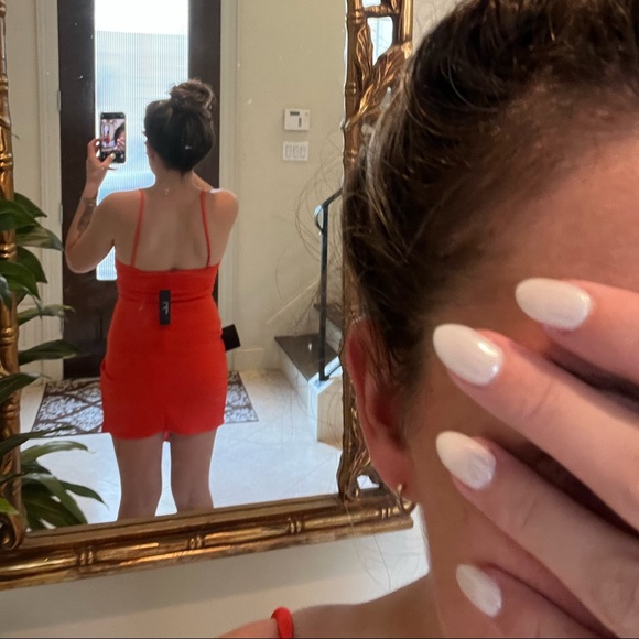 Lulus Ready for the Night Coral Red Twist-Front Mini Dress - Picture 5 of 6